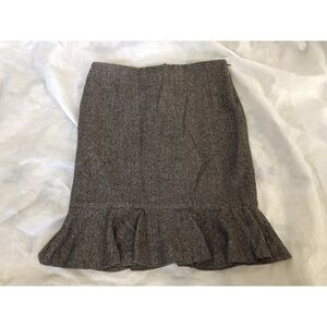 BROWN TWEED RUFFLE HEM SKIRT WITH BACK LACING